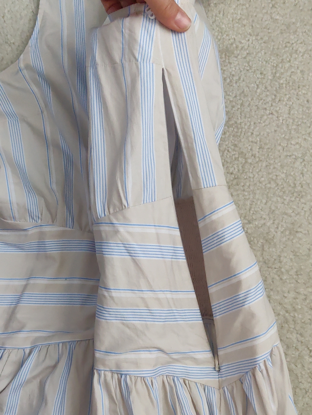 New! Parker Sleeveless Collared Stripe Maxi Dress Y2K Cottagecore Shabby Chic - Picture 12 of 14